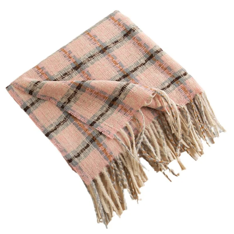 

New Plaid Fringe Scarf Women Men Autumn Winter Korean Style Fashion Shawl Hijab Hair Wrap Simple Warm Large Stole Neck Warmer