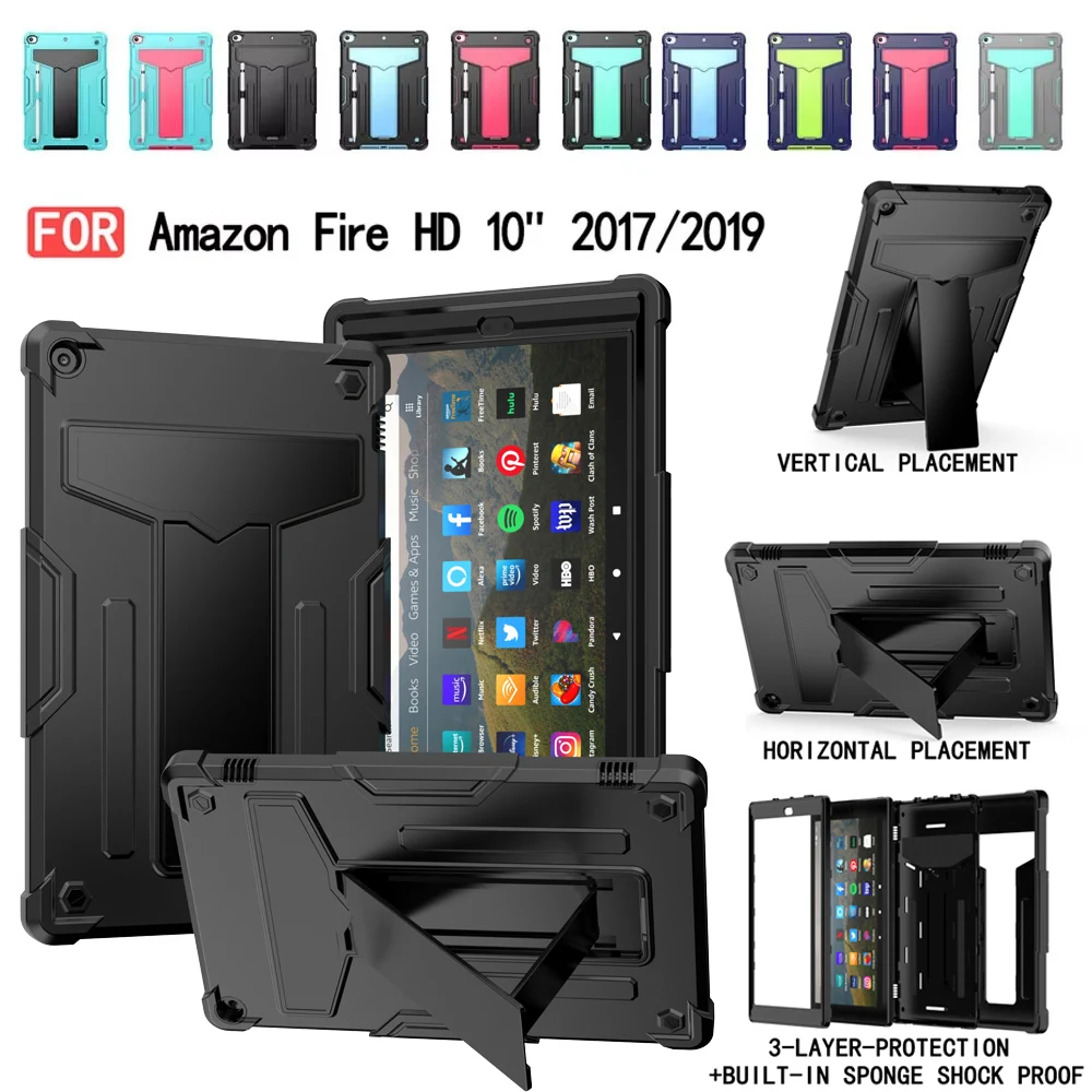 Case for Fire HD 10 7th 9th Generation 10 Inch 2017 2019 Heavy Duty Full Body Shockproof Protective Tablet Cover