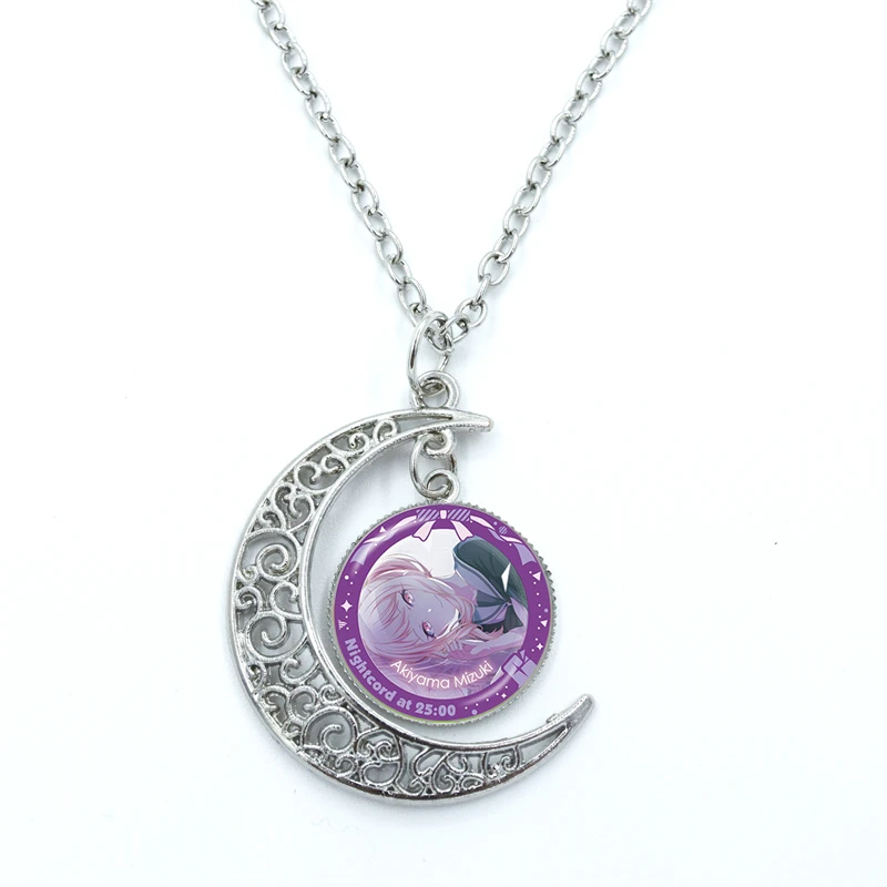 26 Styles Project SEKAI Anime Wonderlands×Showtime Glass Cabochon Crescent Moon Necklace Statement Jewelry Gifts