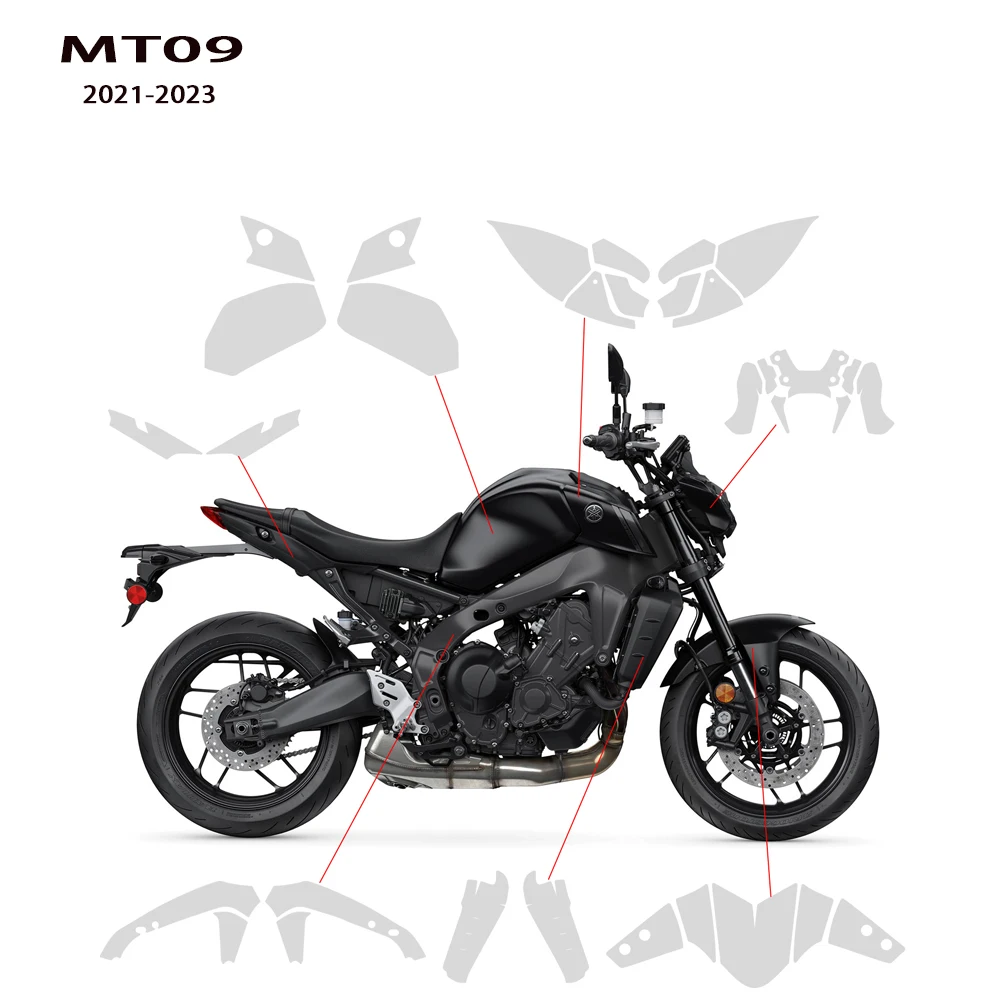 MT09 PPF  TPU Anti-scratch Protection 2021-2023  For YAMAHA MT 09 Paint Protection Film MT-09 Fairing Protection