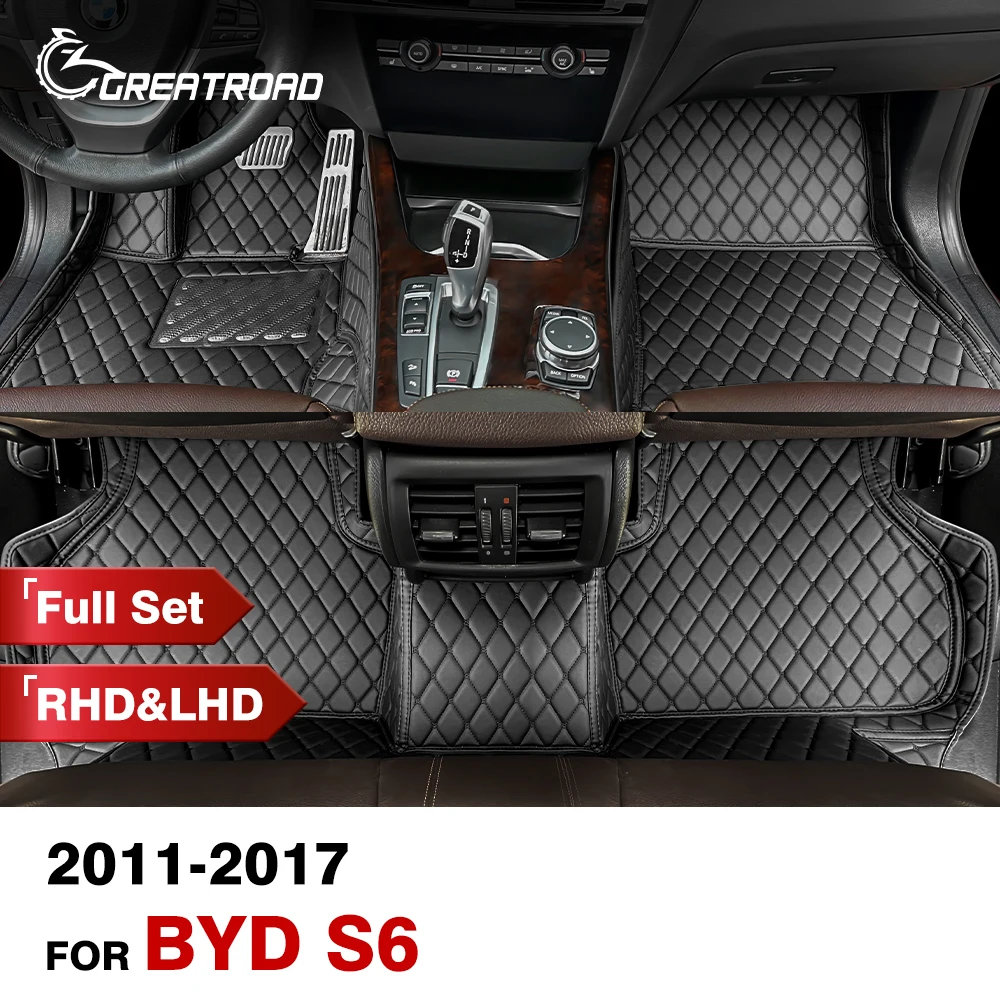 Custom Car Floor Mats For BYD S6 2011-2017 16 15 14 13 Automobile Carpet Cover Interior Details Accessories Protective Pad Parts