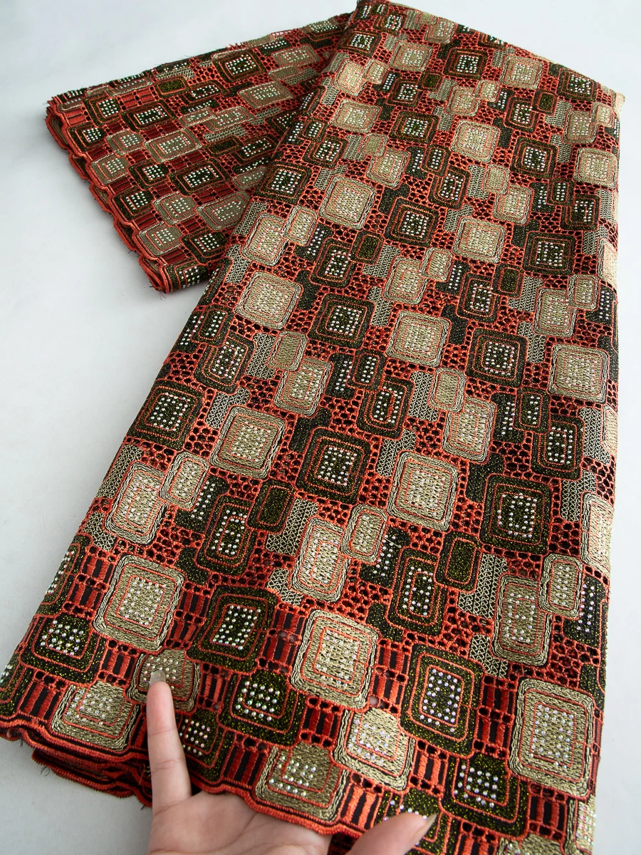 Swiss Voile Lace Fabric Nigerian Cotton Lace 2025 High Quality African Cotton Lace Fabric with Stones for Women Wedding 2.5yards