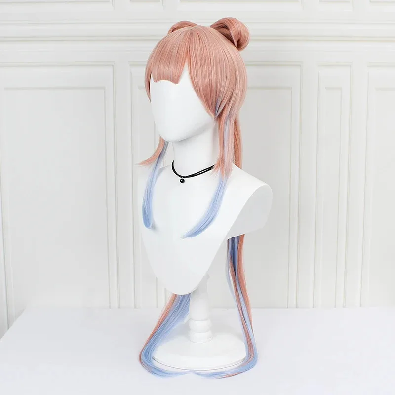 Juego Genshin Impact Kokomi Cosplay peluca larga rosa claro azul pelucas de pelo sintético resistentes al calor + gorro de peluca