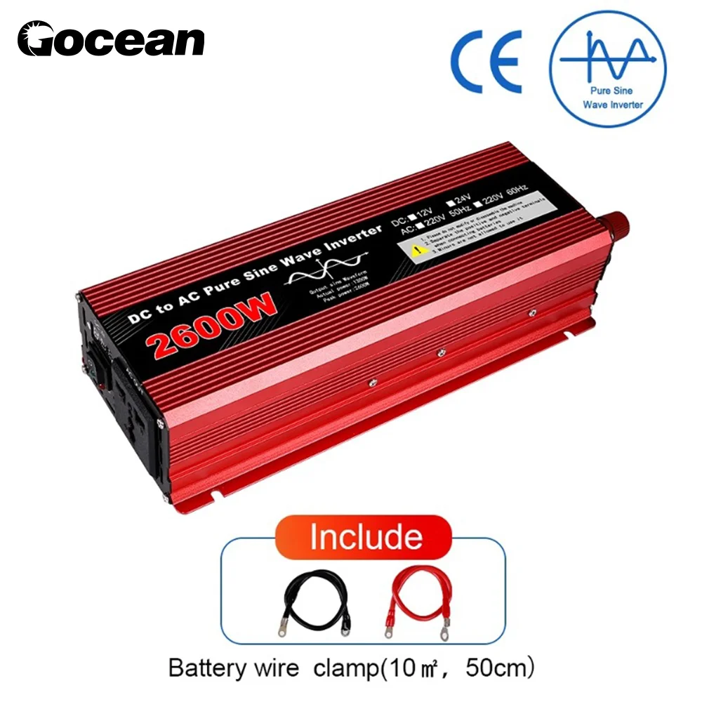 Gocean Inverter 12v 24v 220v Solar Inverter 1200W 1600W 2000W Voltage Transformer Auto Charger Converter Car Power Inverter