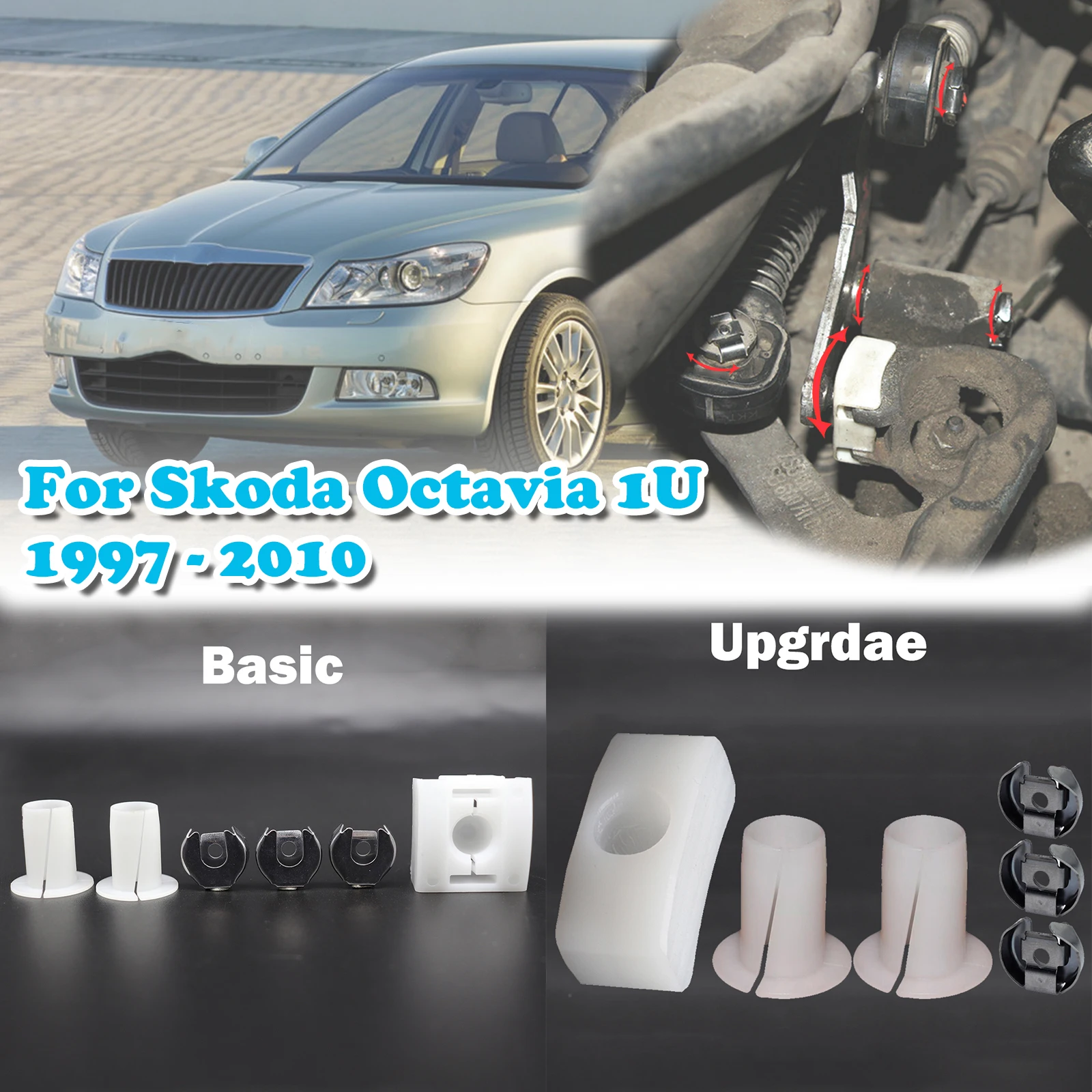 For Skoda Octavia 1U Gear Selector Wiring Washer Shift Relay Lever Slide Shoe Bushing Bearing Kit N90815903 1997 1998 1999- 2010