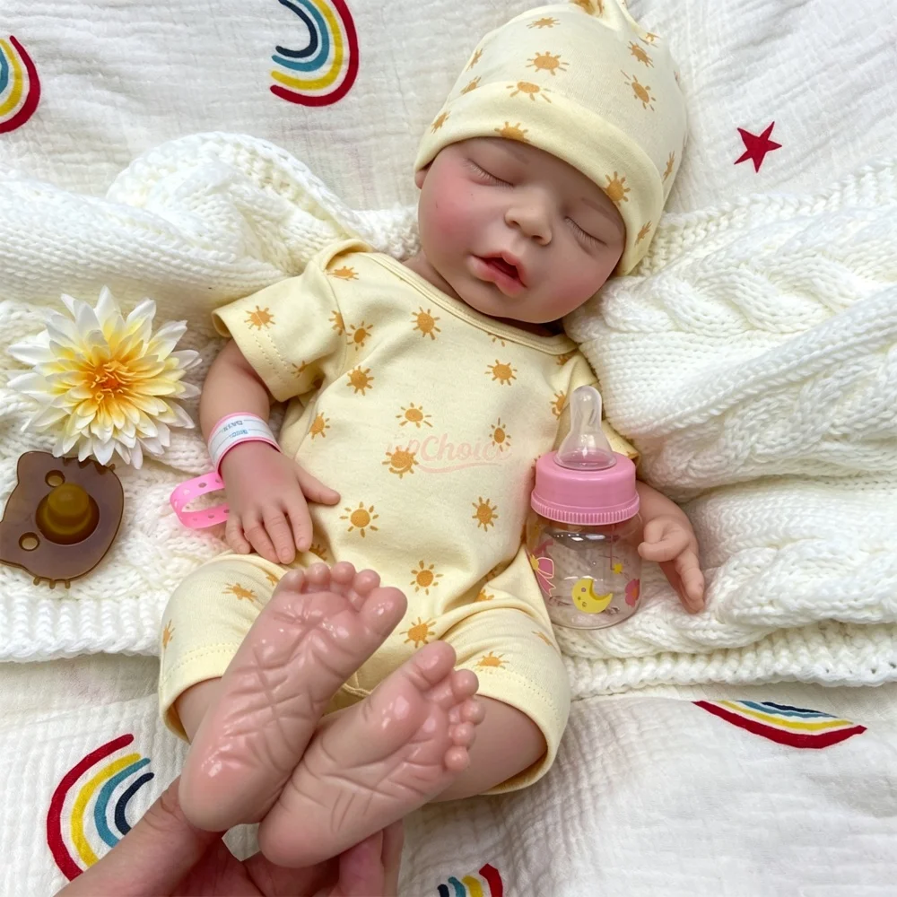 Realistic Full Silicone 45cm Reborn Baby Doll Open Mouth Washable Newborn Model Anatomically Correct Doll for Parenting Practice