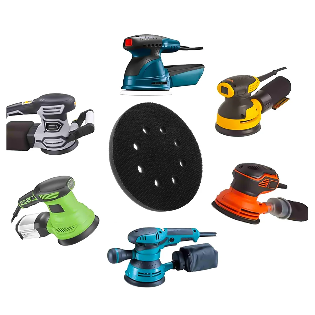 Almofada pequena 2 PCS 5 polegadas (125 mm) Almofada de interface de esponja macia de 8 furos para lixar almofadas e gancho