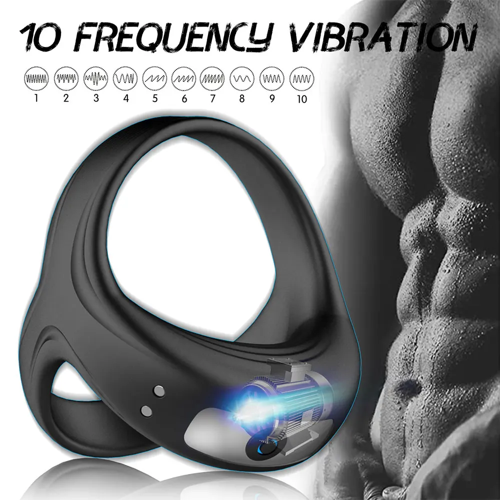 Anillo vibrador para pene, anillo vibratorio ajustable, retardante de eyaculación, agrandamiento, erección, masturbador, juguete sexual para adultos para hombres