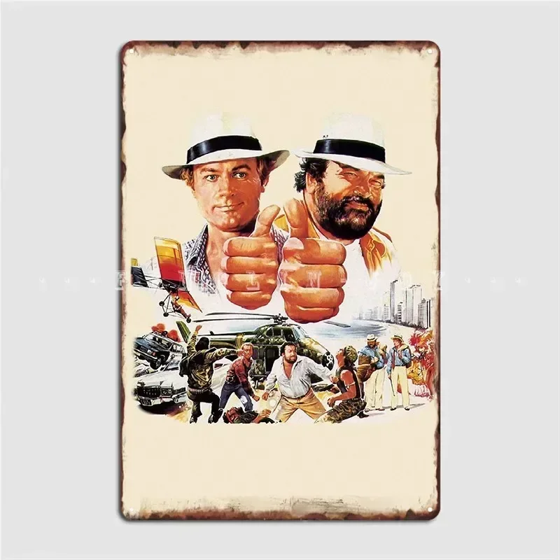 

Bud Terence Double Movie Metal Sign Classic Wall Decor for Home Man Cave or Bar Vintage Tin Poster Art for Movie Lovers