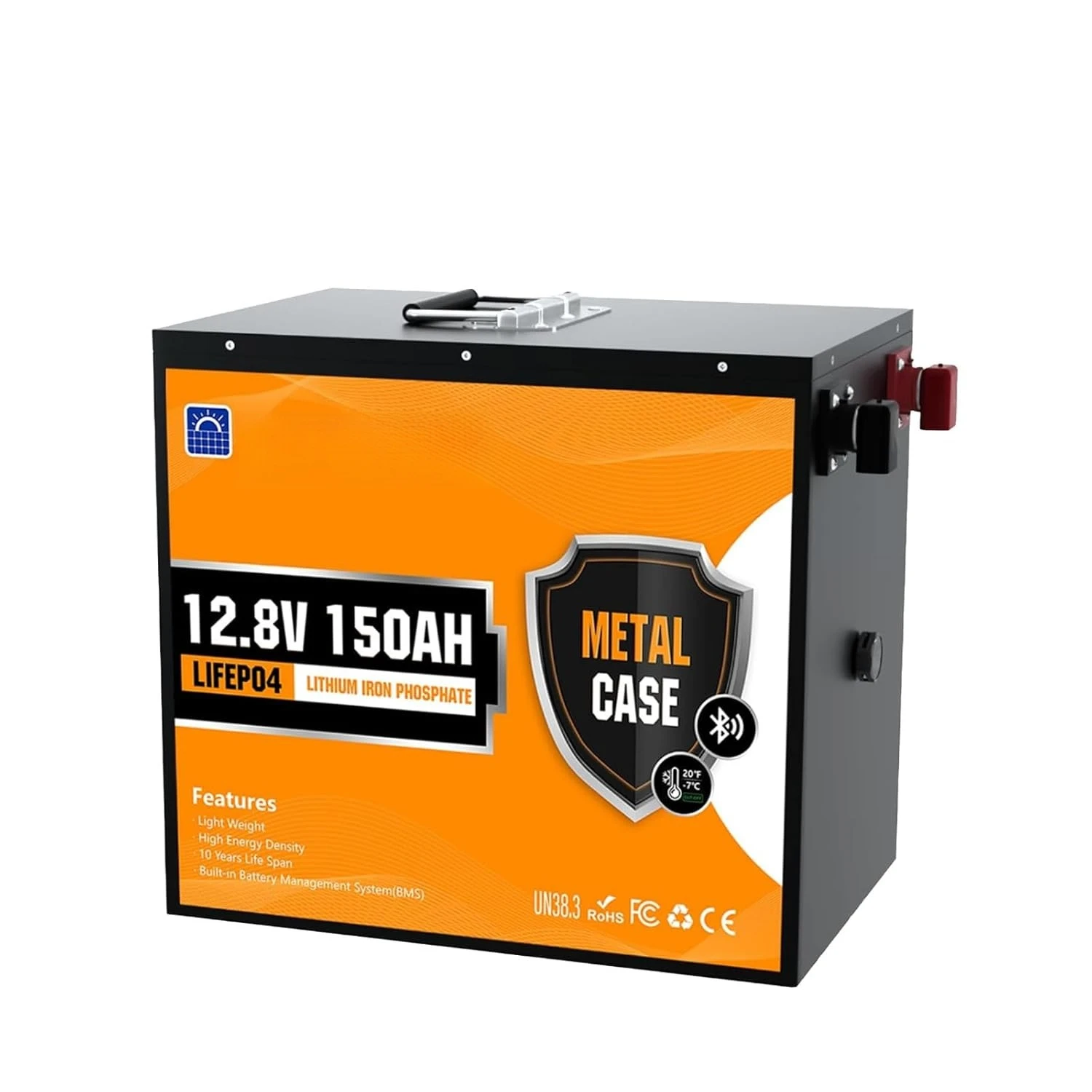 

Литиевая батарея LiFePO4 12В 150Ач в металлическом корпусе, перезаряжаемая, глубокого разряда, с Bluetooth и защитой от низких температур, на заказ