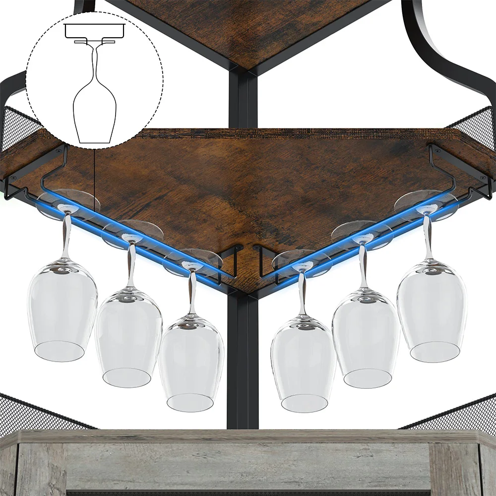 Eck-Weinbar-Schrank mit abnehmbarem Weinregal und Glashalter, kleines Sideboard, Buffetschrank mit Tür für die Küche zu Hause, in der Bar – Detail 5