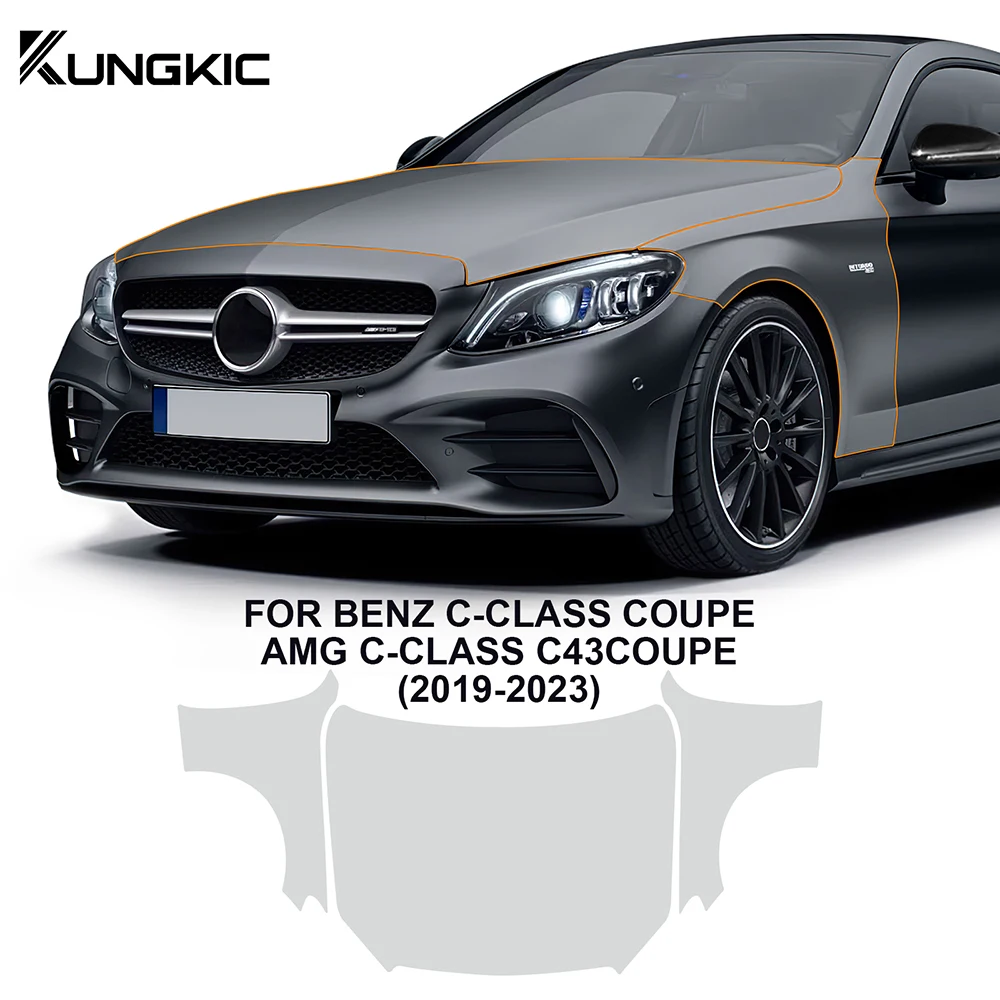 

Автомобильная внешняя наклейка против царапин для BENZ C-CLASS AMG C43 COUPE 2019-2023, предварительно отрезанная защита краски PPF, прозрачная пленка из ТПУ