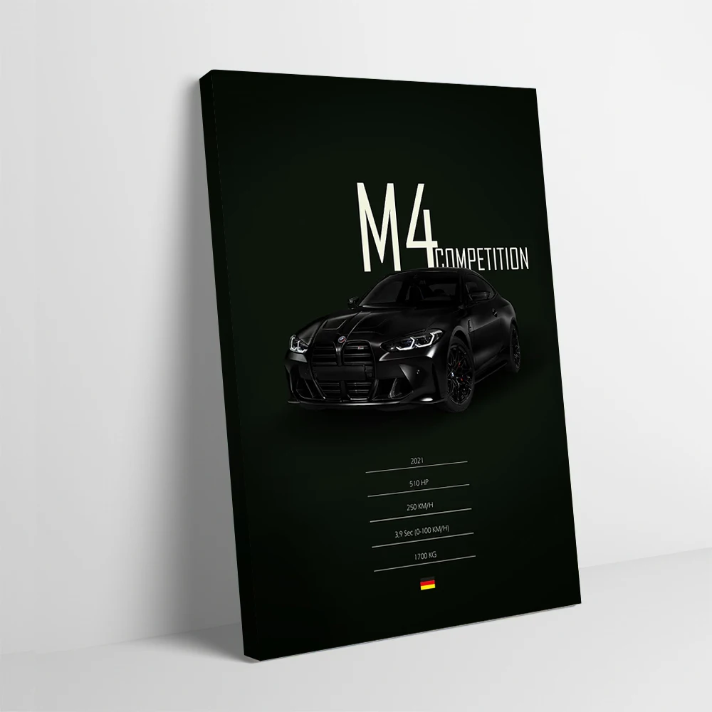 2021 سيارة رياضية M4 المنافسة الطباعة المشارك صور الرسم على لوحات القماش الجدارية ل عصا ديكو غرفة المعيشة الديكور ديكور المنزل #1