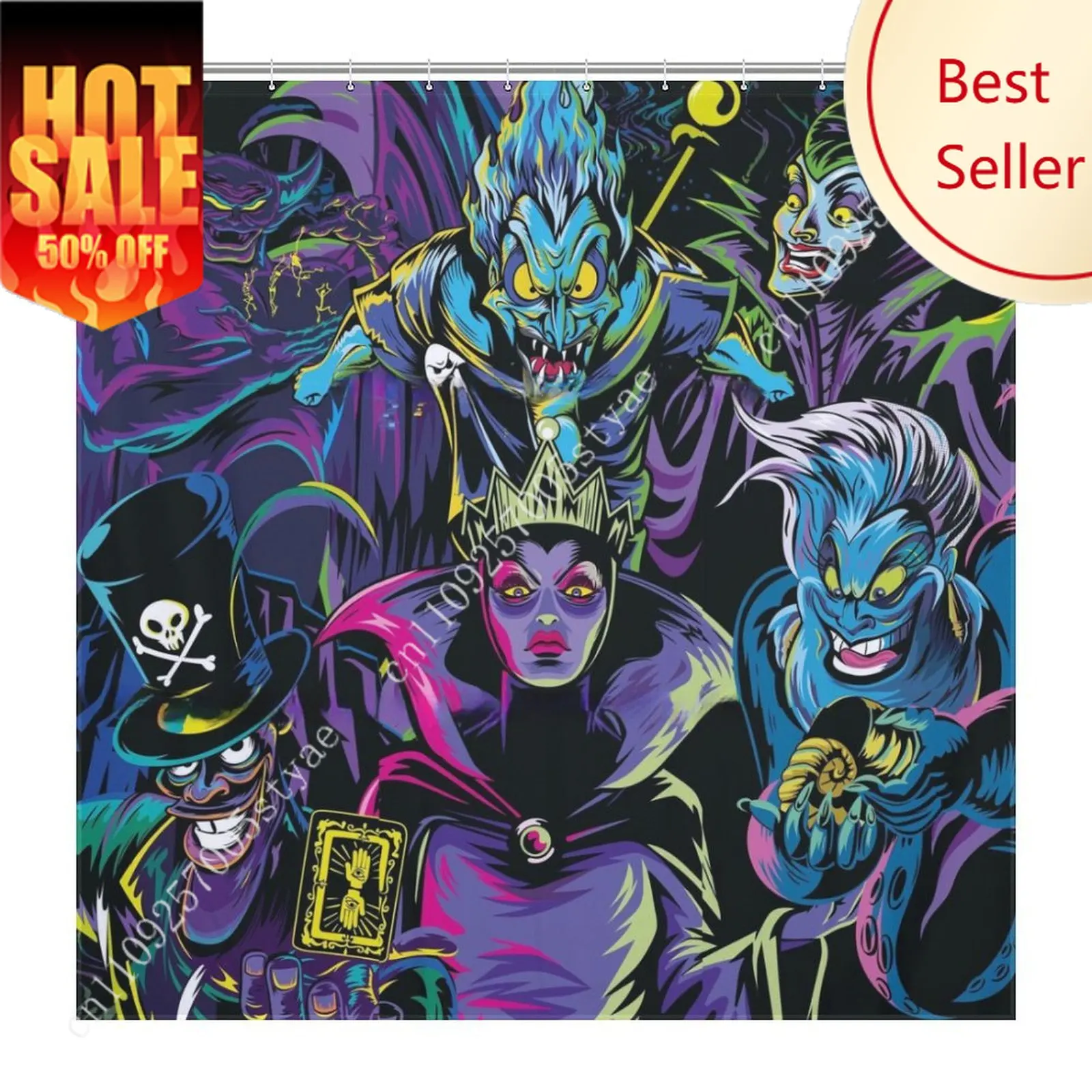 

Disney Villains Shower Curtain Disney Cartoon Movie Kids Animal Bathroom Home Party Decoration Waterproof Custom Bath Curtain