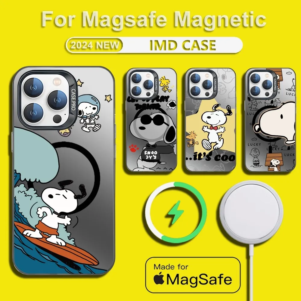 

Cute Label Trendy Snoopy Cartoon Phone Case For iPhone 15,14,13,12,11,Plus,Pro,Max Mini Magsafe Magnetic Wireless Charging