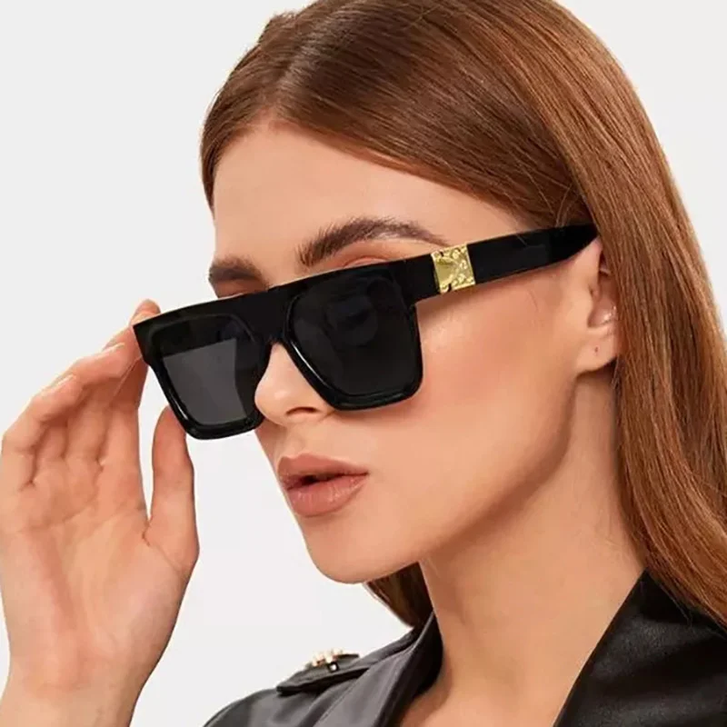 Fashion big frame sunglasses box long face Sunglasses Women's bright black glasses