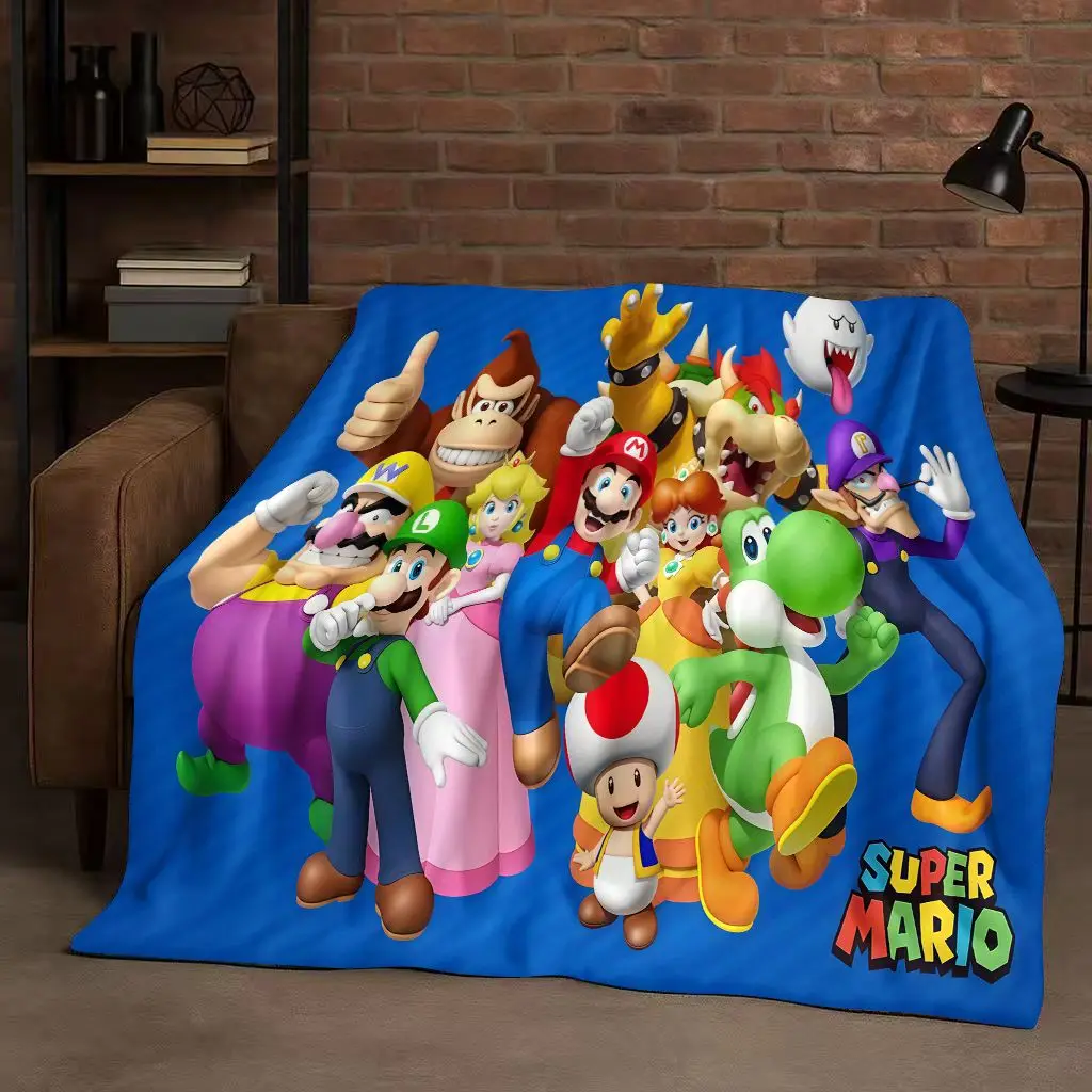 ثلاثية الأبعاد سانريو ماريو لعبة الكرتون هدية الكريسماس الفانيلا بطانية ، فائقة لينة الدافئة أفخم رمي للمنزل غرفة نوم غطاء أريكة تتحول لسرير السفر #4