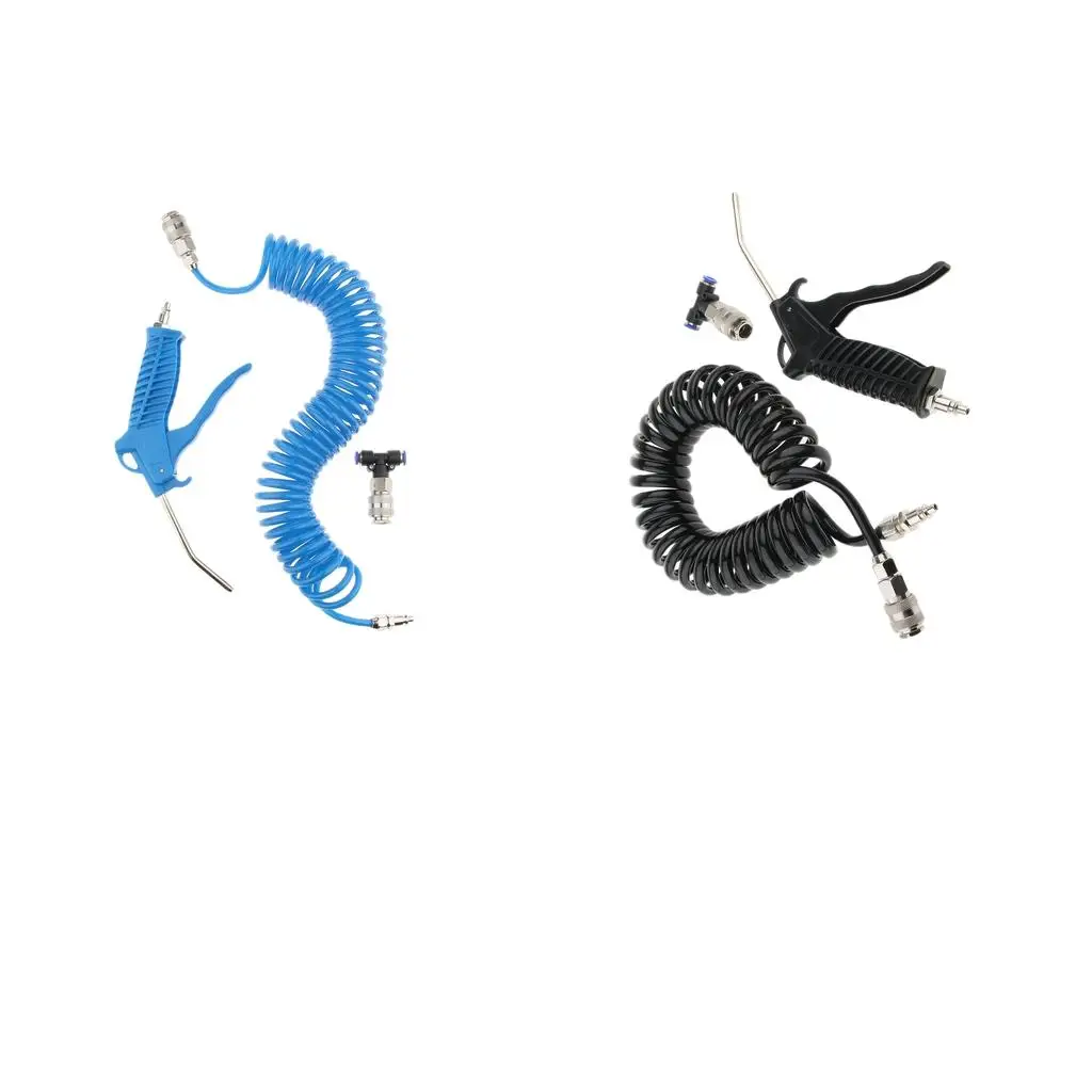 Air Hose Kit with Polyurethane Spiral Hose and Quick Connector Nozzle for Industrial Dust Blowing