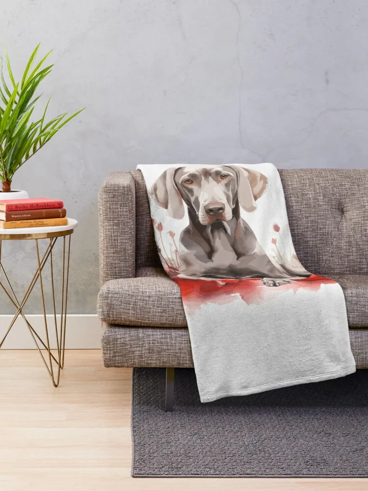 Watercolor flowers - Weimaraner Throw Blanket Soft Plush Plaid Thin Quilt Winter beds Blankets