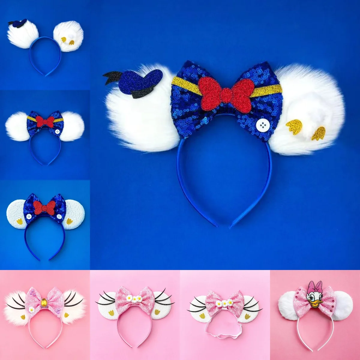 Image of Klassisches Mickey-Maus-Ohren-Stirnband, Donald Duck Haariges Stirnband, Freizeitpark-Party-Stirnband-Dekoration