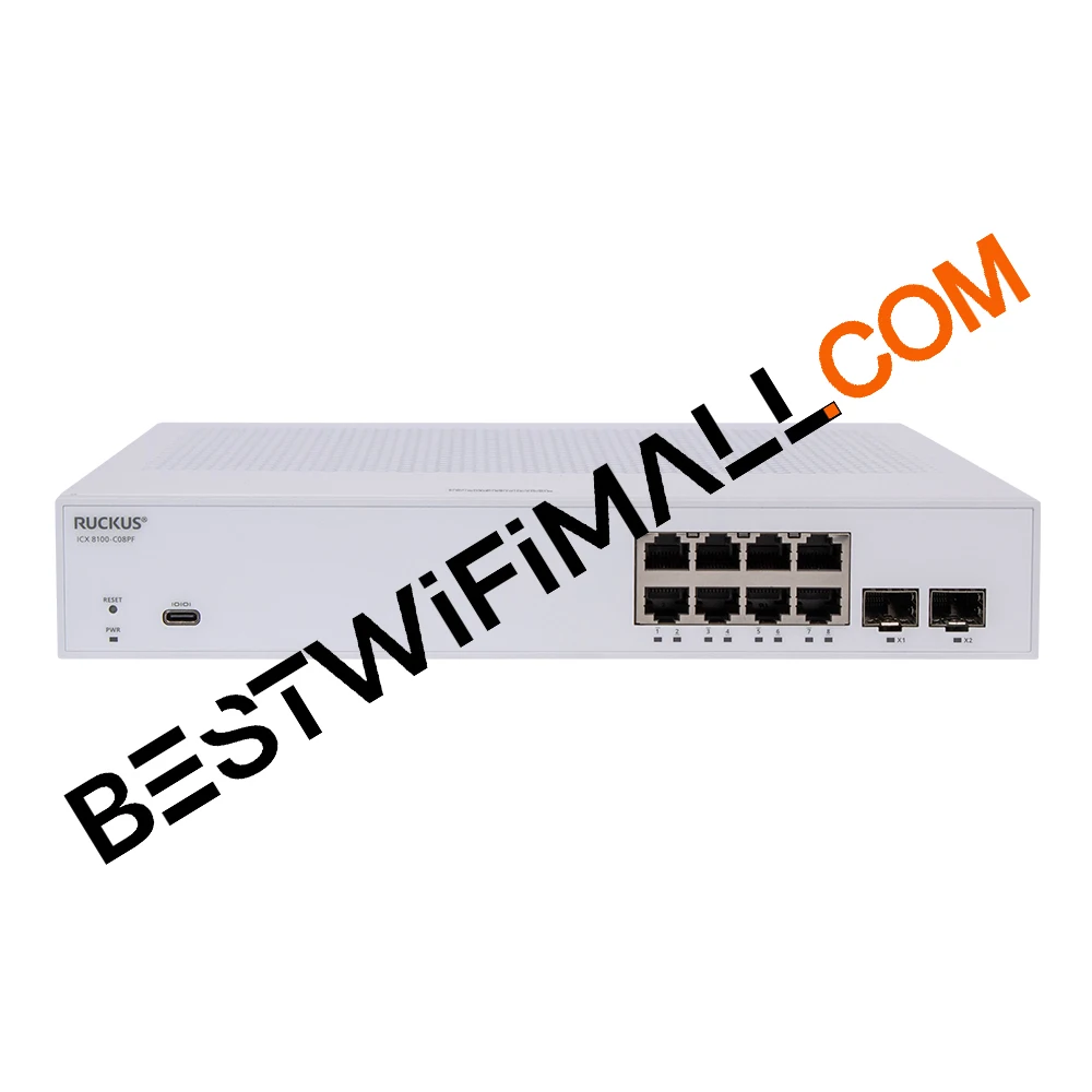 

RUCKUS ICX 8100-C08PF ICX8100-C08PF 8x1Gbps POE+ Networks Switch 30W Class 4 Ports, 120W PoE Budget, 2x1GbE SFP Unlink-Ports