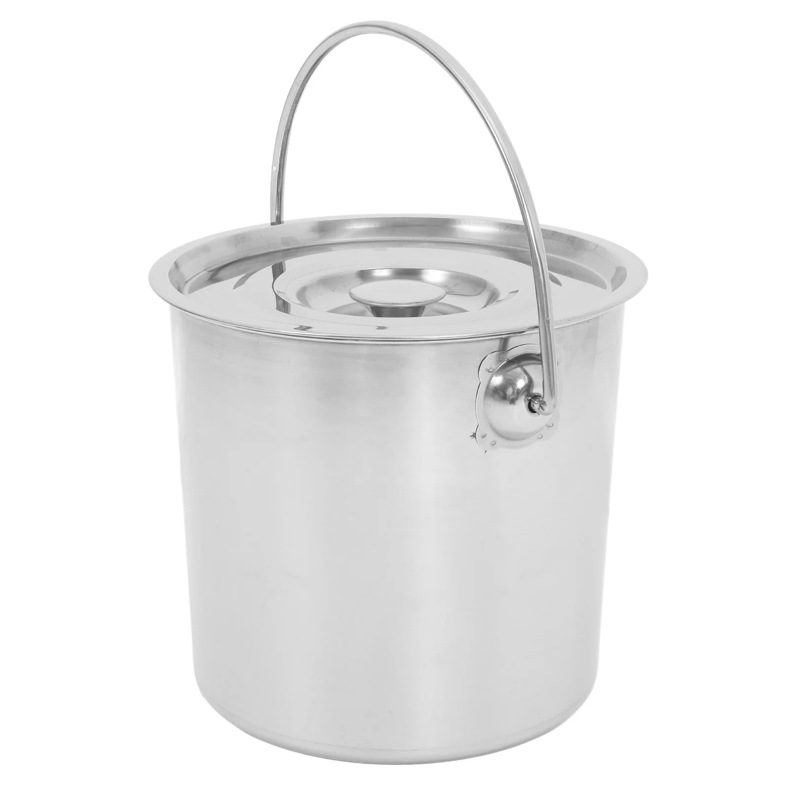 

Stainless Steel Milk Bucket 5 Gallon With Lid Heavy Duty Farm Kitchen Storage Container For Water Rice Dog Food Metal Pail