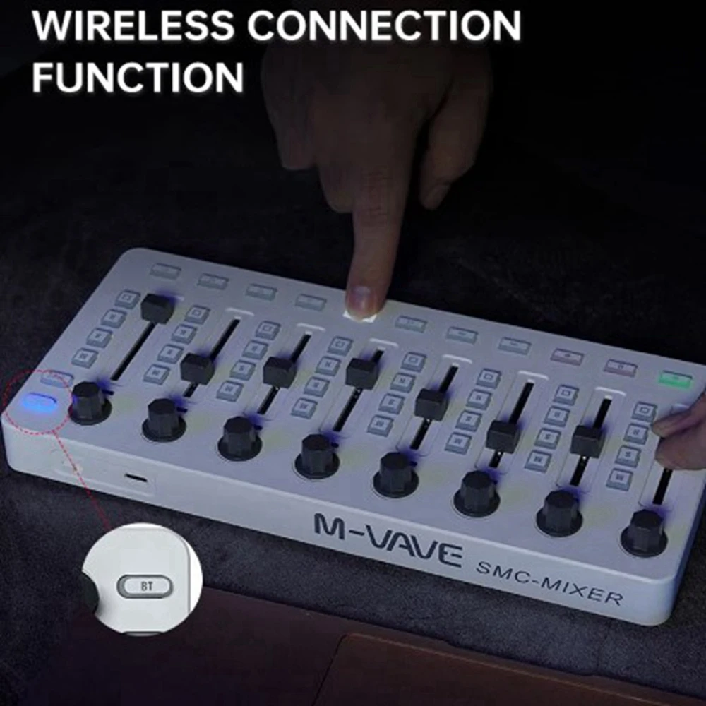 M-VAVE SMC-Mixer Wireless MIDI Controller Mixing Console 8 Encoder Software Control for Windows/Mac/Ios/Android