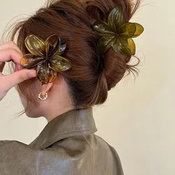 Fashion Princess Flower Hair Claw Korean Large Hair Clip Crab Clamp Vintage Women Ponytail Shark Clip Headdress Hair Accessories