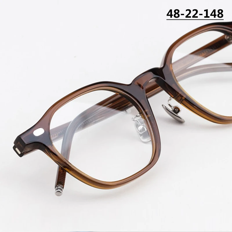 Japanese Square Acetate Frame Eyeglasses Men Retro Handmade Tortoise Glasses Frames Women Design Fashion Eyewear Spectacles New