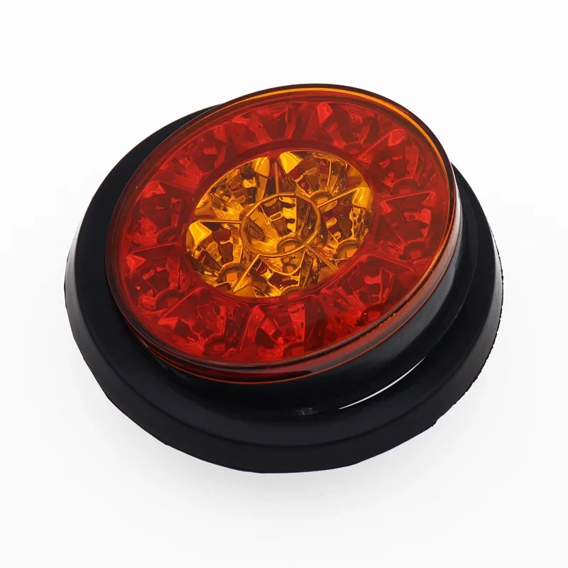 1x/2x Car Round LED Amber Red Taillights 16LED 12V/24V Brake Stop Running Reverse Backup Light Lamp For Car Truck Trailer Lorry