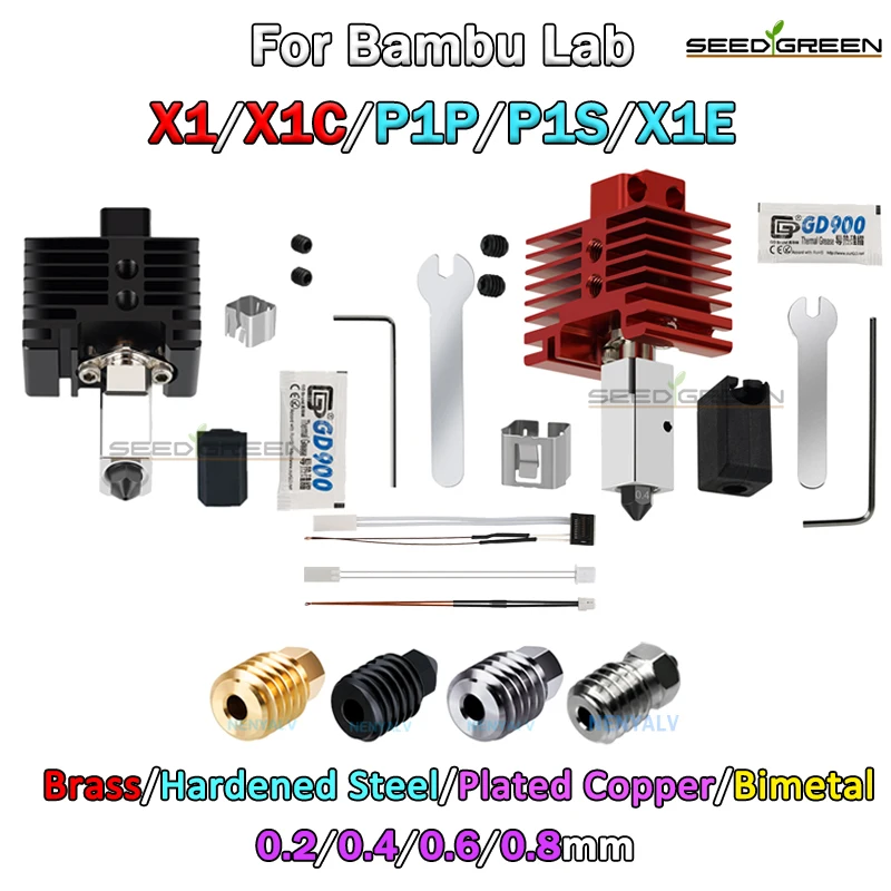 

Новый Hotend для Bambu Lab P1P X1C P1S X1 X1E V2.0 Обновление горячей печатающей головки Hotend для bambulab 2.0 Upgrade Hotend
