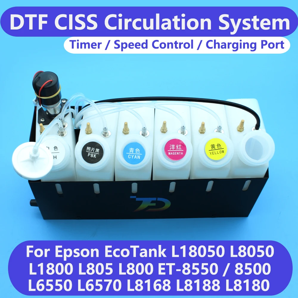 ET-8550 18100 DTF Modified White Ink Tank Shake Circulate System CISS For Epson L1800 L800 L18050 L8050 XP600 Circulation Kit