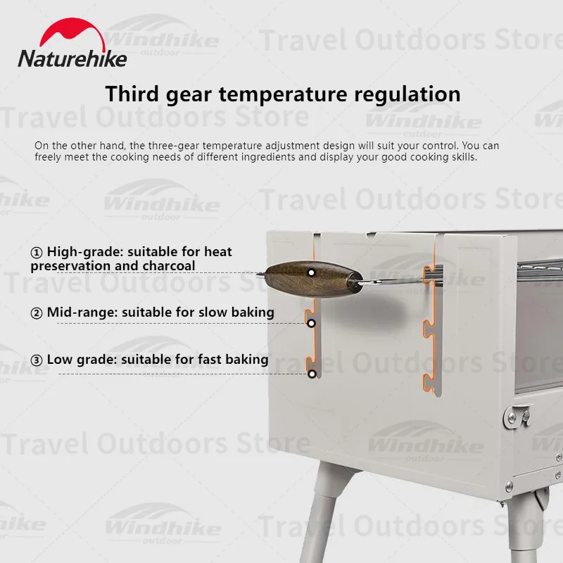 Naturehike Outdoor BBQ Grill Three-Gear Temperature Adjustment Portable Folding Camping Picnic Oven 3-5 People Barbecue Grill