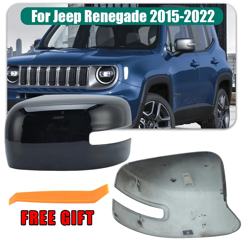 

Крышки боковых зеркал заднего вида для Jeep Renegade BU 2015 2016 2017 2018-2022, глянцевая черная крышка зеркала на дверные зеркала, автомобильные аксессуары