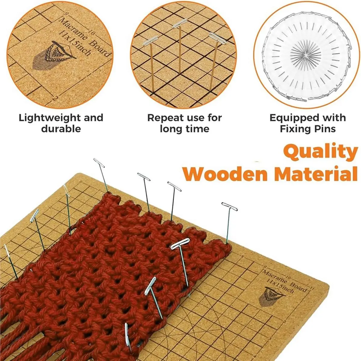 *WSFS Macrame Board and Metal Adjustable Holder, 12x16in Double Side Macrame Project Board with Pins,for Cording Bracelet Wigs