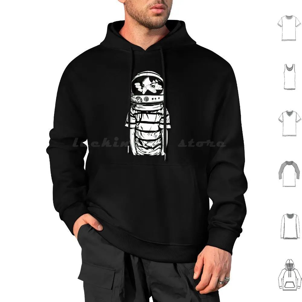 Mind-Blowing Hoodie cotton Long Sleeve Astronaut Space Suite Moon Star Black White Trave Ship Lost Suit Halmet Ego