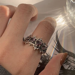 2025 Vintage Gothic Love Heart Rings for Women Girls Bridal Wedding Engagement Rings Y2k Punk Trendy Jewelry Gift Anillos Mujer