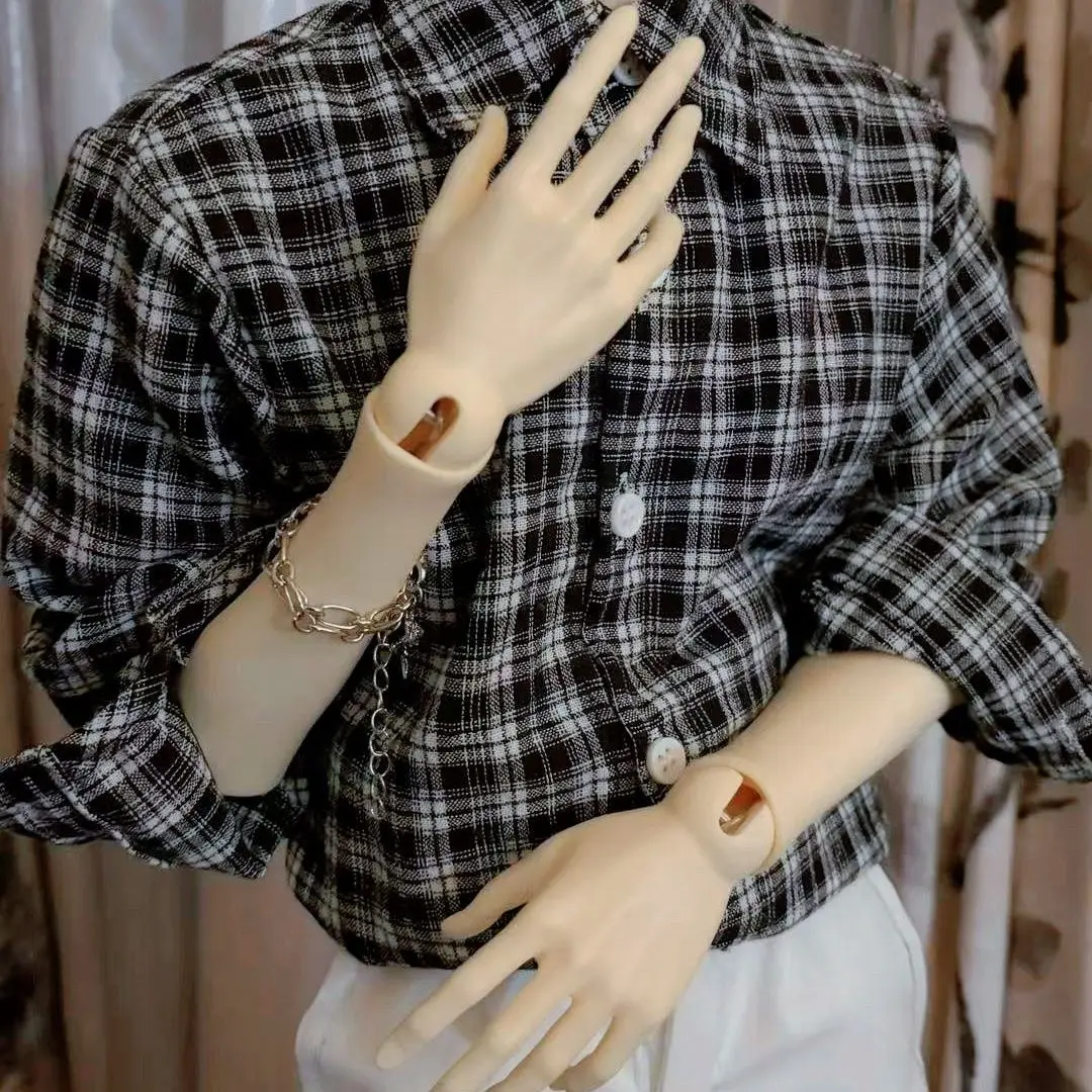 1/4 1/3 Doll's Clothes for 45cm,70-75cm Male Bjd Doll College Style Checkered Shirt Dress Up Play House Doll Accessories,No Doll