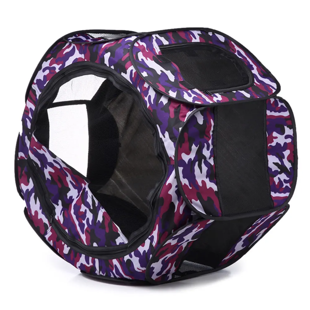 Tienda portátil para mascotas al aire libre, plegable, octogonal, púrpura, impermeable, duradera, suministros para mascotas, refugio para juegos al aire libre y interior