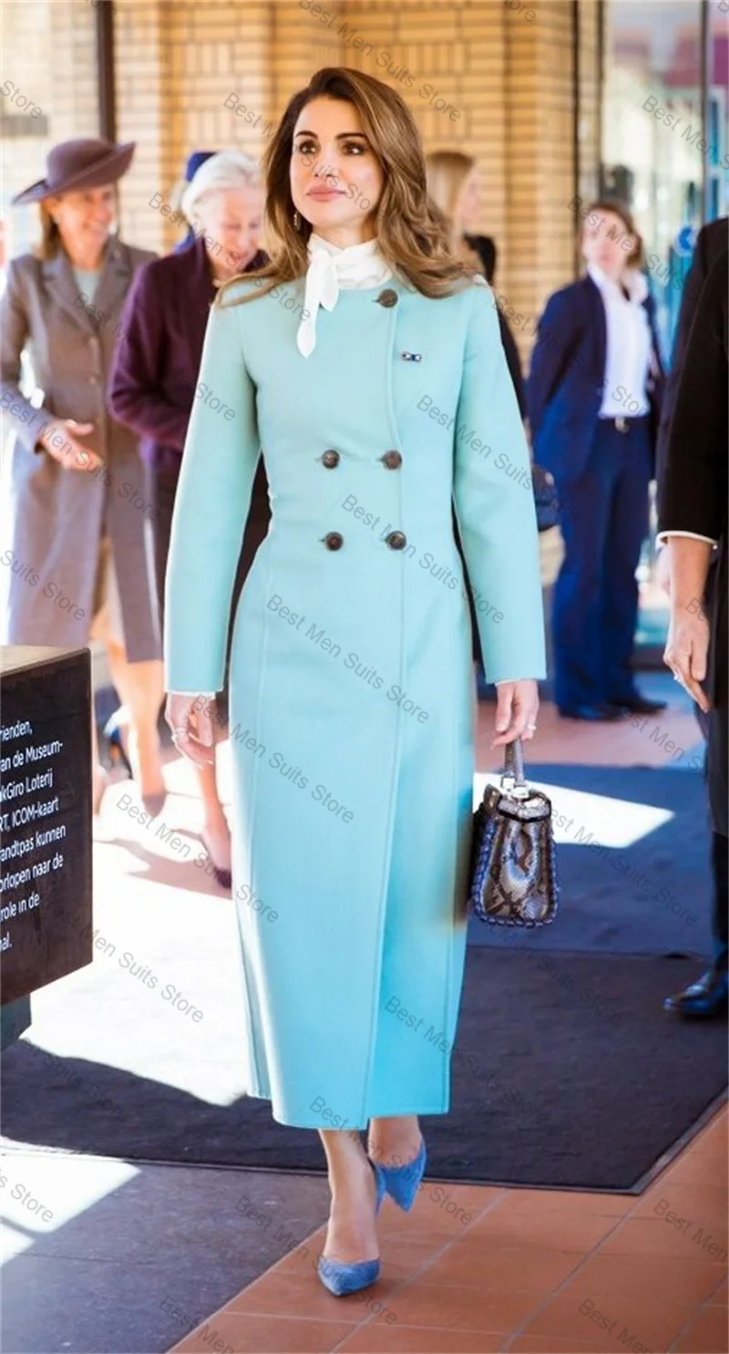 

Blue Cashmere Khaki Women Suit 1 Pcs Long Blazer Wool Prom Dress Winter Formal Office Jacket Customized Wedding Tuxedo Guest