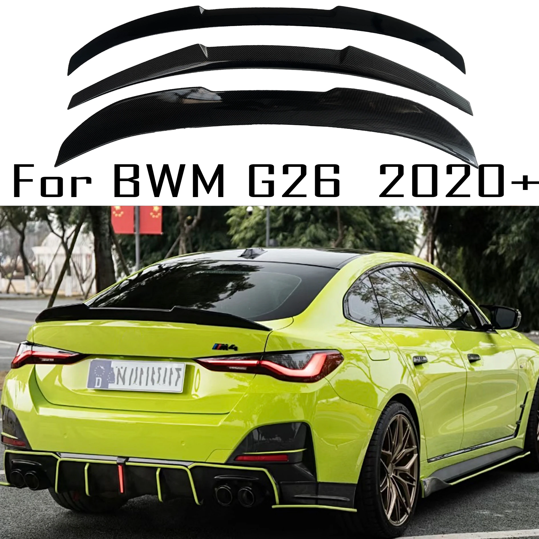 For BMW G26  2020 21 22 23 M4 MP PSMstyle rear trunk lid spoiler carbon fiber glossy black 420i 430i M440i 420d 430d M44d