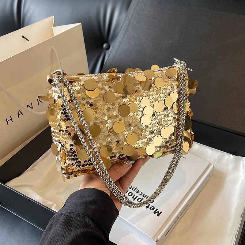 Luxury Gold Sequined Party Purse Eevning Bag Women Summer Fashion Mini Small Bag Satchel Lady Girl Versatile Crossbody Phone Bag