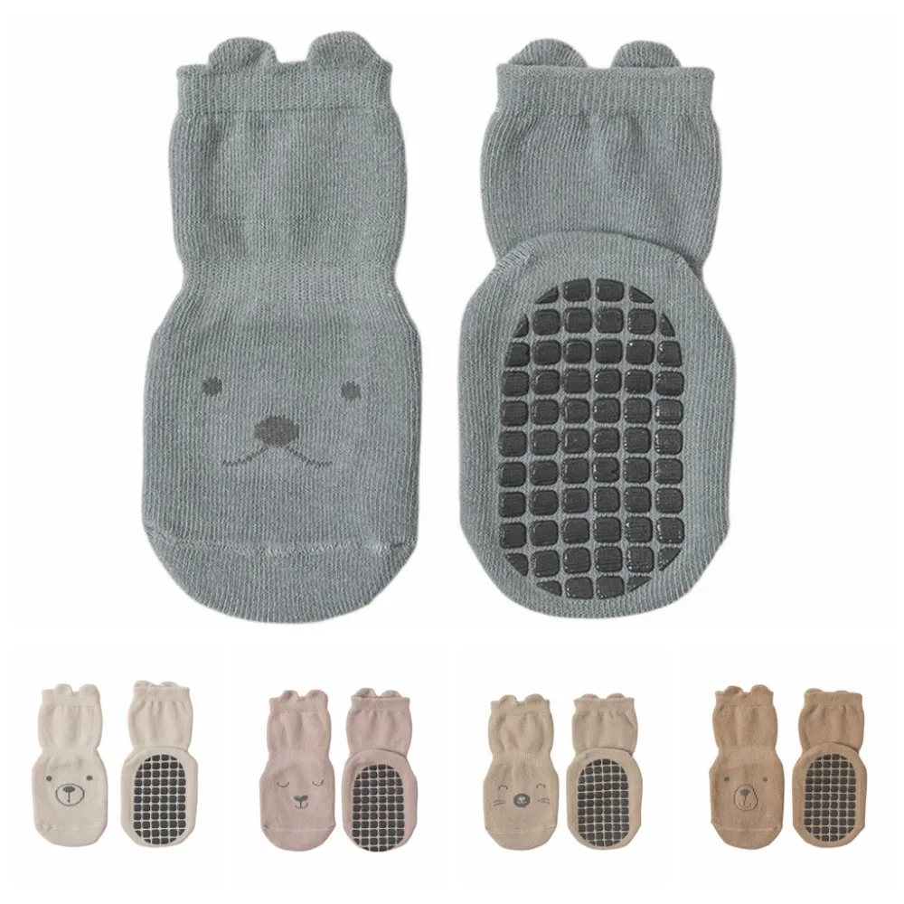 5Pairs موضة آذان الدب الطفل جوارب قطنية تنفس الخريف الربيع دارى خطوة الجوارب عدم الانزلاق لطيف قصيرة جوارب أنبوبية الخريف