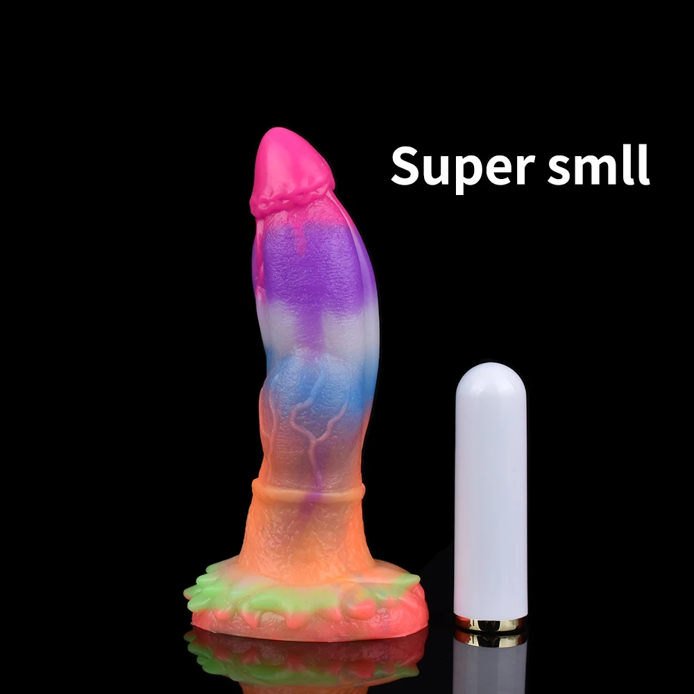 QKKQ Small Luminous Vibrating Dildo Soft Silicone Wireless Masturbator Vaginal Massage USB Rechargeable Female Sex Toys