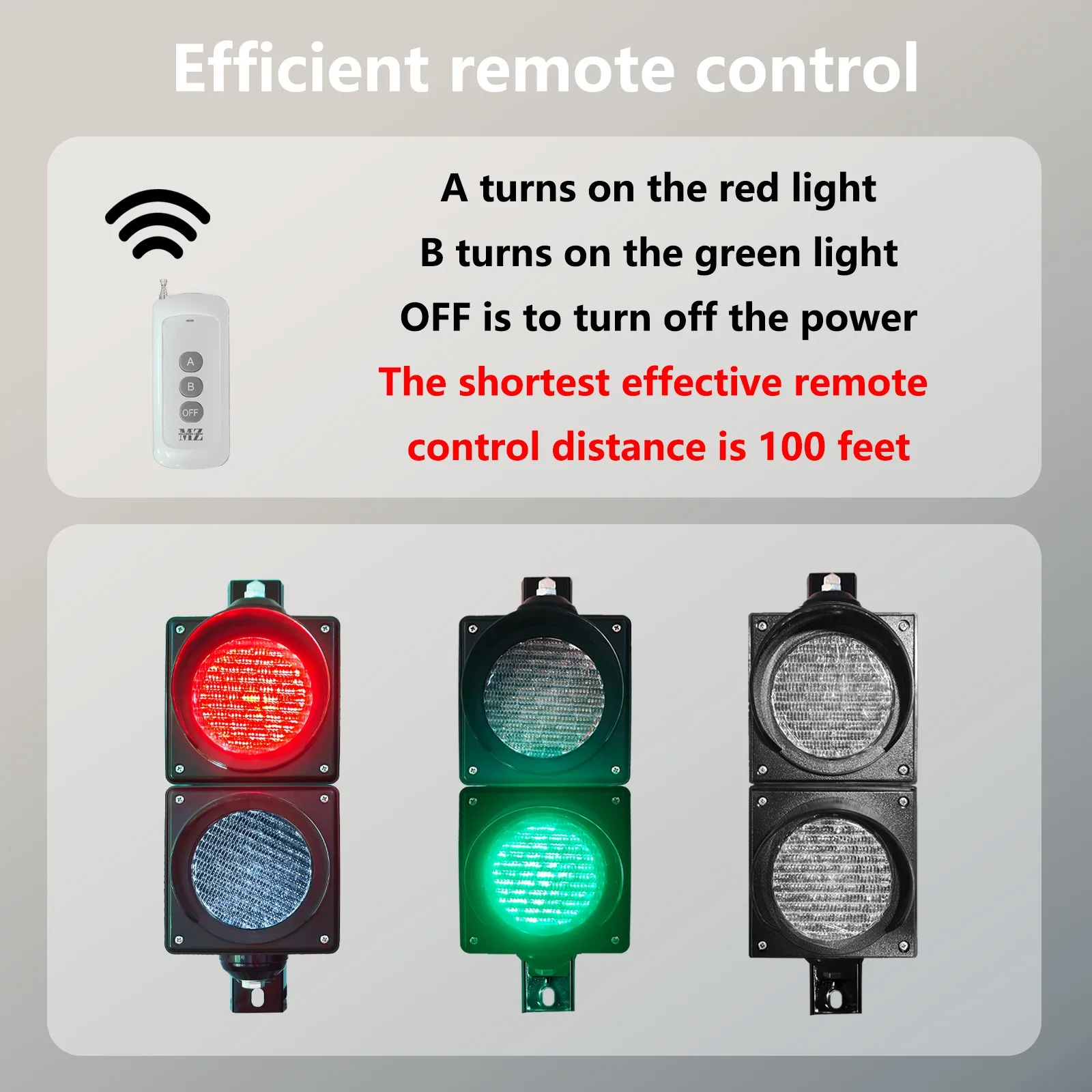 Controle remoto de semáforo, 4 polegadas (100mm), lâmpada de luz AC85-265V Stop/Go, caixa de PC, controle remoto de semáforo resistente à água