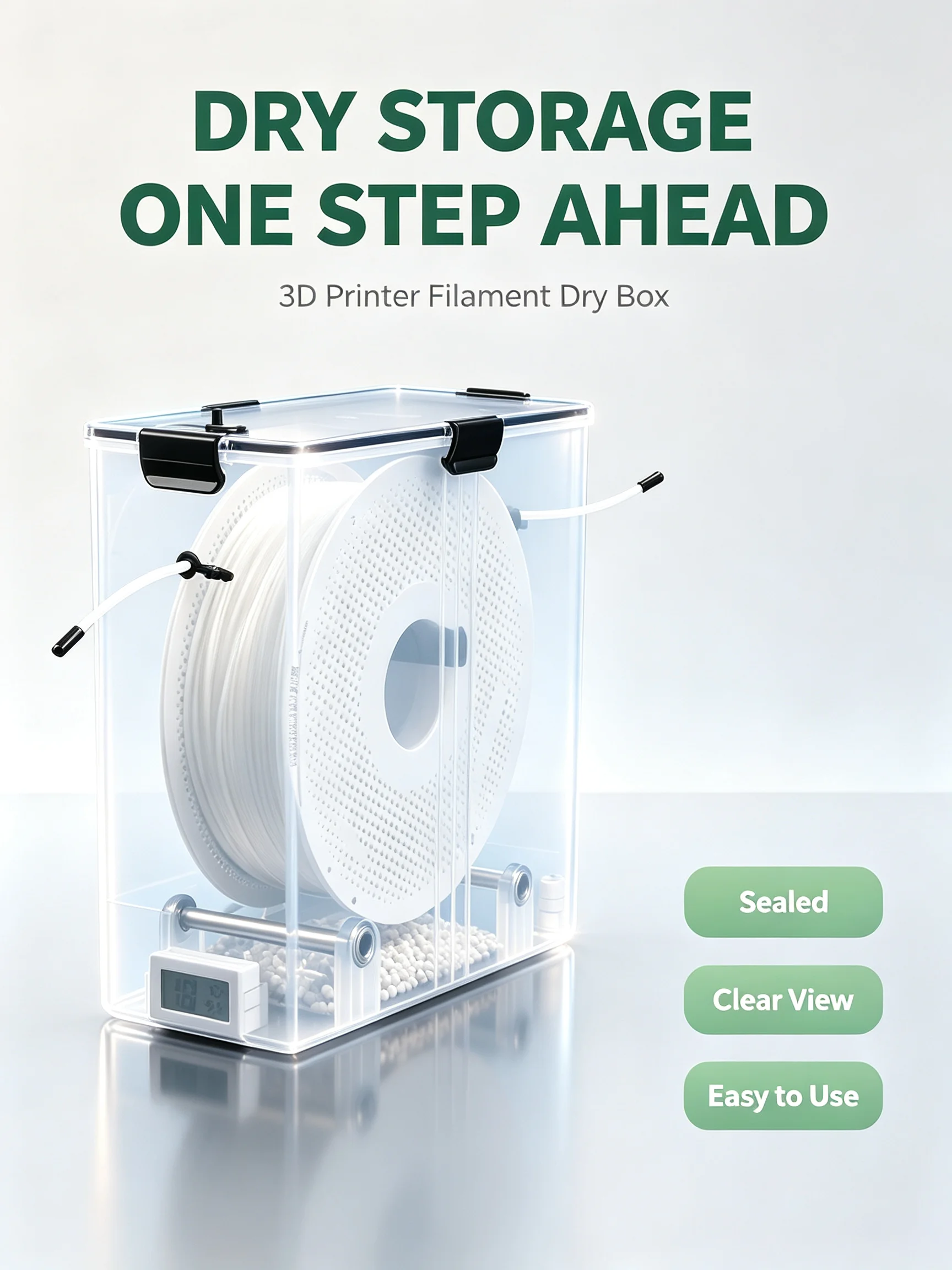 EARTH'S SURFACE Filament Storage Box 4L 3D Printer Filament Containers with Hygrometers Airtight Dry Boxes for Sealing and Prote