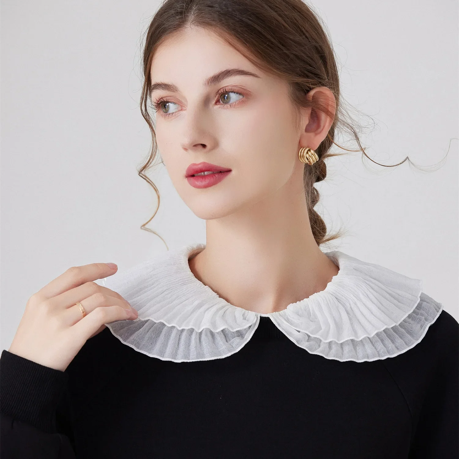 Korean Sweet Lapel Fake Collar for Women's Shirt Detachable Collar Half Shirt Blouse Cotton White False Collar Top
