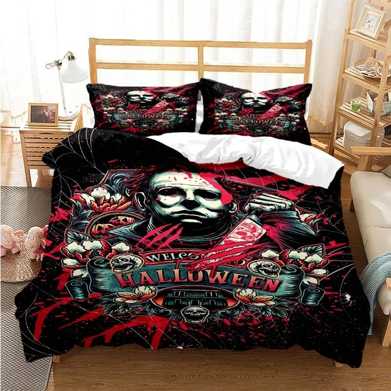 

Halloween Michael Myers 3D Printed Bedding Set Duvet Covers Pillowcases Comforter Bedding Set Bedclothes Bed Linen