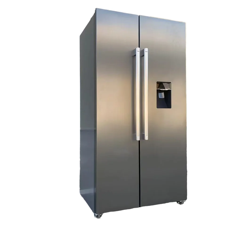 Large Capacity Silver Integrated Air-Cooled Frost-Free Double-Door Refrigerator for Household and Hotel Use