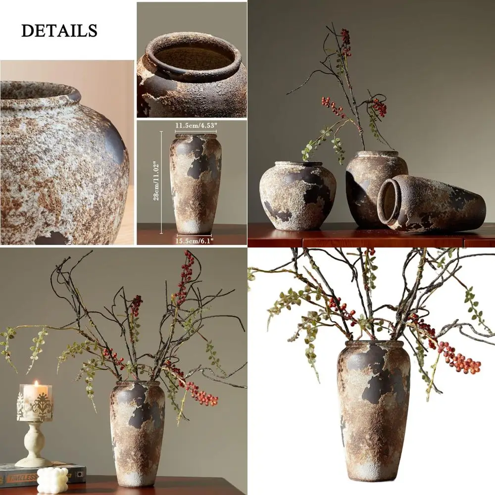 

Вазы из терракота в фермерском доме ручной работы для дома, вазы из керамической посуды, большие керамические вазы для гостиной, декоративная футболка в деревенском стиле